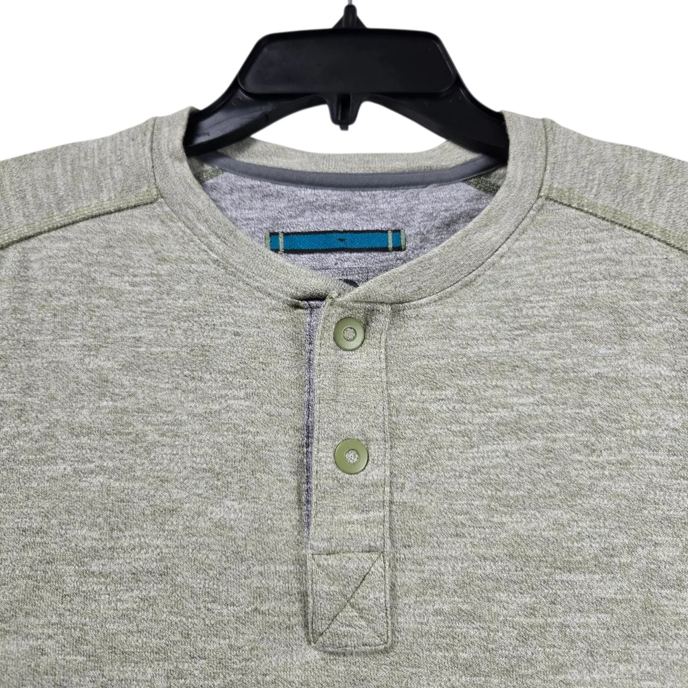 The North Face Men Medium Long Sleeve Henley Green Buttons Pullover Cotton Blend
